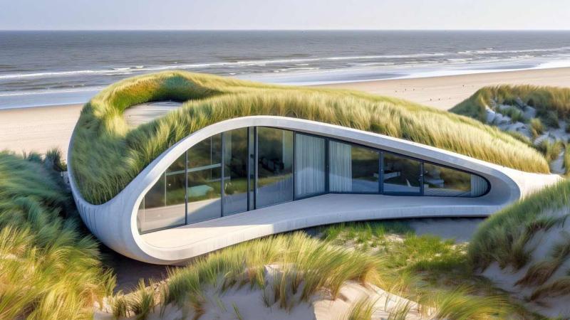 DUNES, Stealthy Bioconcrete Villas Based on Mollusk Shells